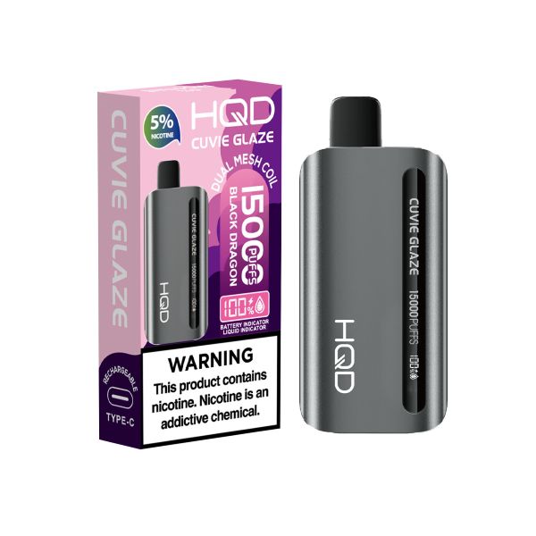 Best Deals - HQD Cuvie Glaze 15,000 Puffs Disposable - Black Dragon